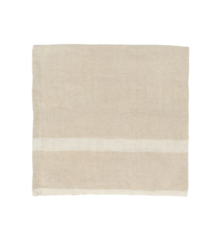 Laundered Linen Napkin in Natural and White