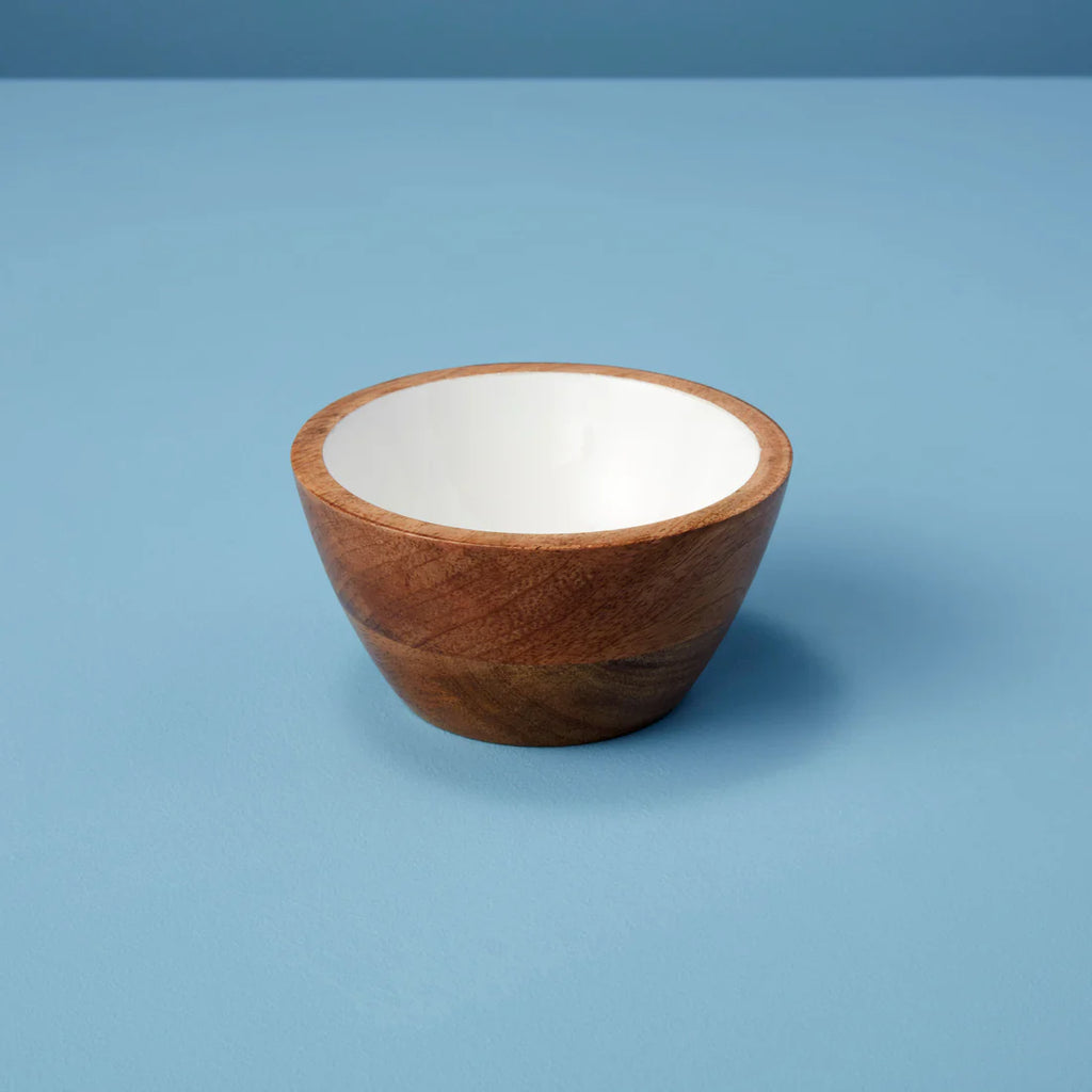 Mango Wood & White Enamel Bowl XS