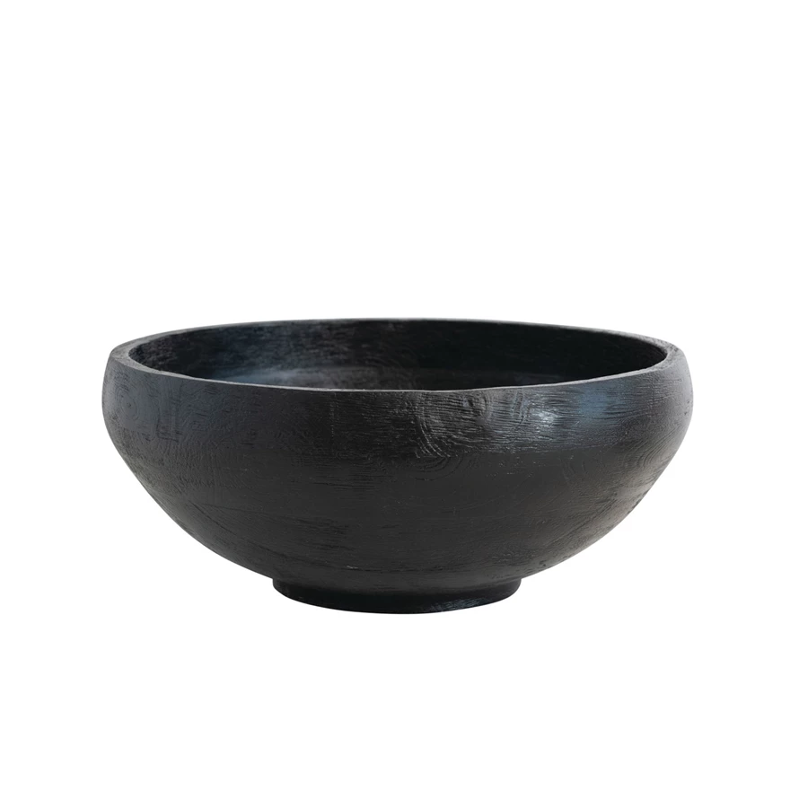 Black Mango Wood Combed Bowl