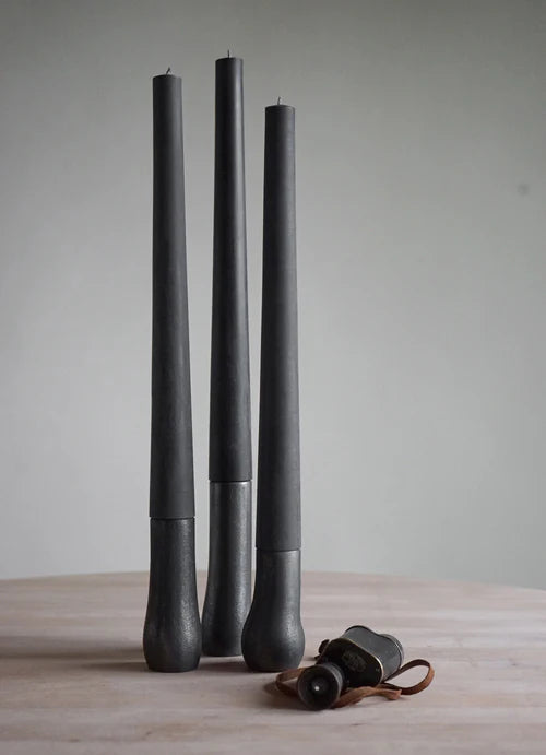 Blackened Candles and Steel Holders, S/3