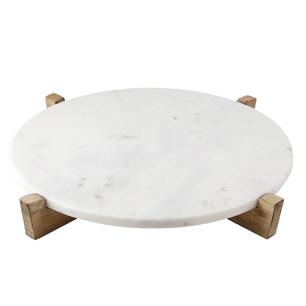 Marble Tray with Mango Wood Stand - Large