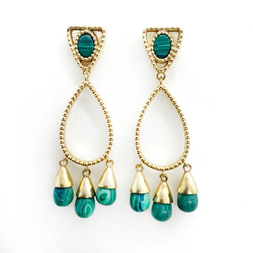 Claire Drop Earring - Malachite