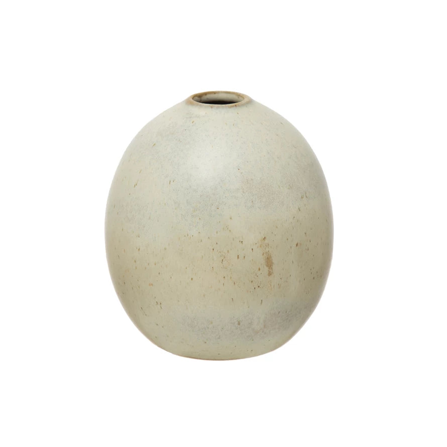 Miniature Glazed Marbled Beige Stoneware Vase