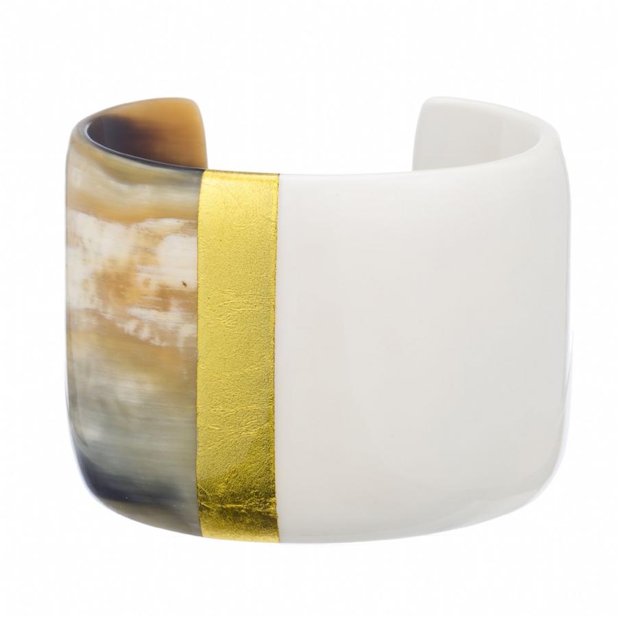 Buffalo Horn Lacquered Gold Leaf Cuff