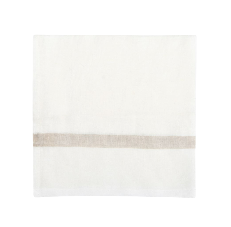 Laundered Linen Napkin in White and Natural