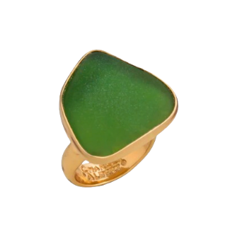 Green Recycled Glass Adjustable Ring